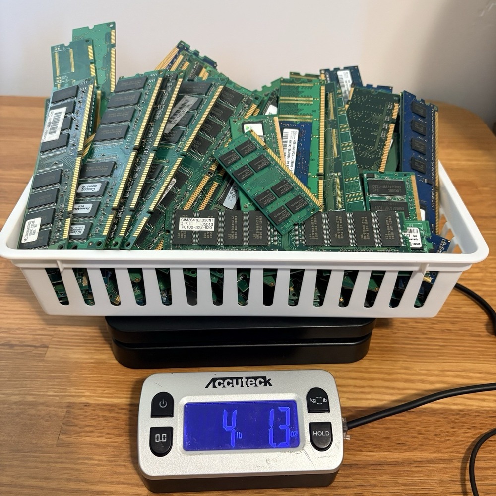 4 Lbs 1.3oz NET COMPUTER RAM Memory Scrap Gold Recovery UNSHIELDED FOR PARTS‎